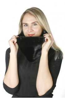 Black mink fur neck warmer, large